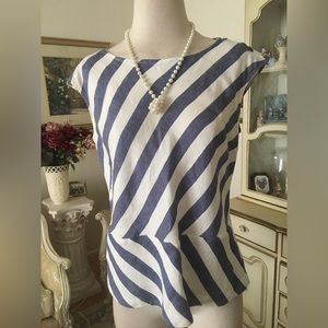 Talbots NWOT peplum blue striped top size 20
